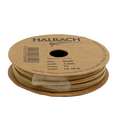 Floristik24 Läderrem matt ljusbrun 3mm 10m