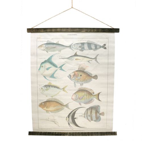 Floristik24 Deco scroll av linne med fisk 60cm x 72cm