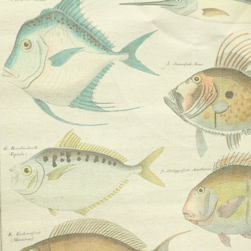 Artikel Deco scroll av linne med fisk 60cm x 72cm