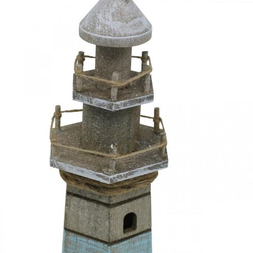 Floristik24 Fyr att sätta, maritim trädekoration natur, blå-vit shabby chic H54cm