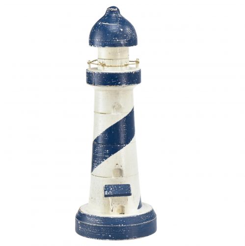 Floristik24 Lighthouse Maritime bordsdekoration blå vit Ø10,5cm H28,5cm