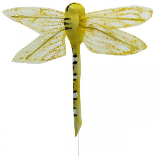 Artikel Sommardekoration, trollsländor på tråd, dekorativa insekter gul, grön, blå B10,5cm 6st
