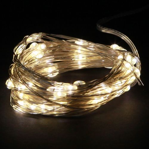 Ljusslingor 50 mikro-LED varmvita timer för batteri 6 st