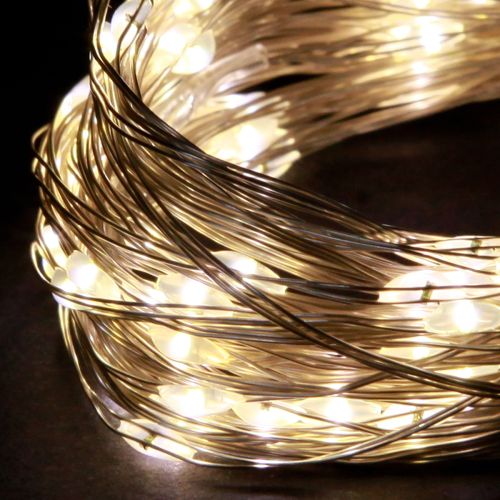 Artikel Ljusslingor 50 mikro-LED varmvita timer för batteri 6 st
