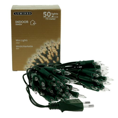 Floristik24 Ljuskedja mini 50 7,5m för insida grön/klar