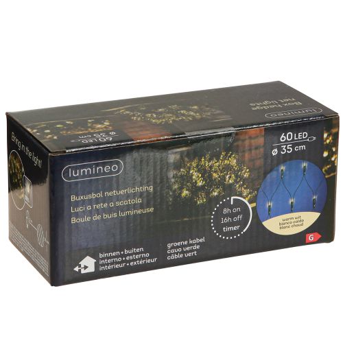 Artikel Utomhusljusnät för buxbom, ljusslinga med 60 lysdioder, Ø35 cm