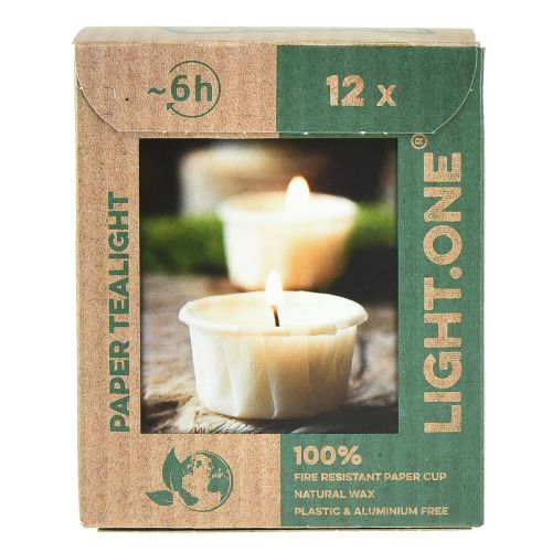 Floristik24 Light.one papper värmeljus naturplastfri vegansk 12 st