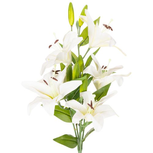Konstgjorda liljor, 6 vita blommor, realistisk blommande gren, 66 cm köpa | Floristik24.se