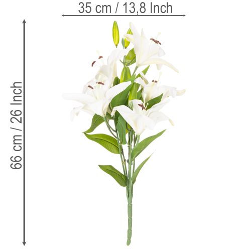 Konstgjorda liljor, 6 vita blommor, realistisk blommande gren, 66 cm | Floristik24.se