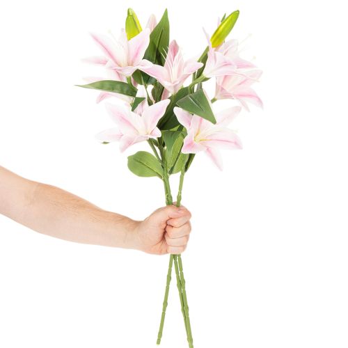 Konstgjord liljablomma, stjälkblomma, dekoration, 68 cm, 3 stycken | Floristik24.se
