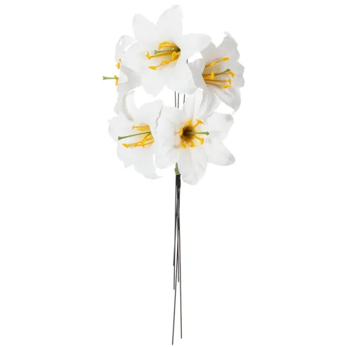 Konstgjord lilja, vit, på tråd, medelstor, 35 cm, 5 stycken | Floristik24.se
