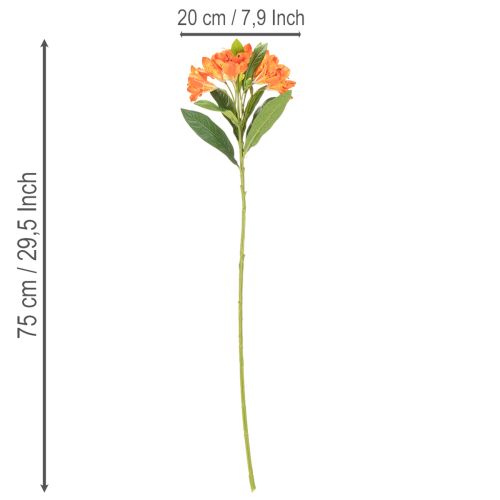 Konstgjord Alstroemeria Orange blomma, konstgjord bukettdekoration, 75 cm, 3 stycken | Floristik24.se