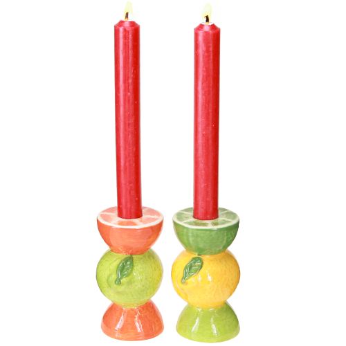 Artikel Lime och citron dekorativ ljusstake keramik H10,5cm 2st