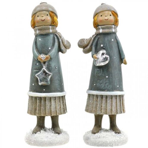 Artikel Deco figurer vinter barn figurer tjejer H14,5cm 2st