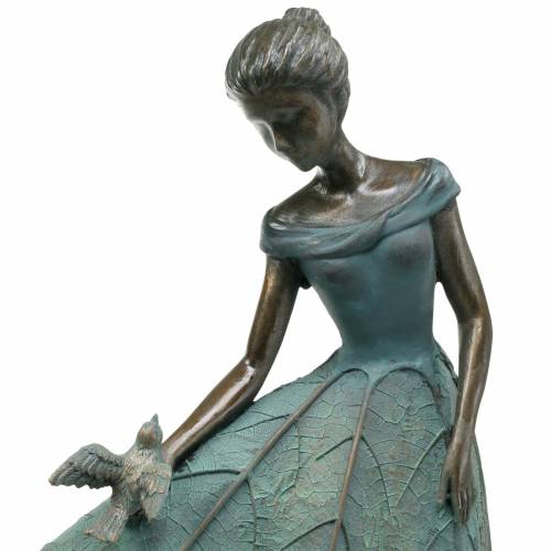 Floristik24 Trädgårdsfigur tjej i blomklänning brons/grön H52,5cm