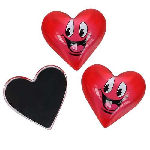 Floristik24 Magnet hjärta emoticon röd 4cm 6st