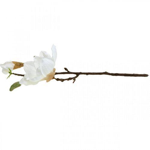 Artikel Magnolia vit konstgjord blomma med knoppar på dekorativ gren H40cm