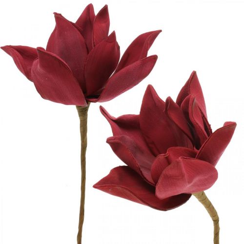 Konstgjord magnolia röd konstgjord blomma skum blomdekoration Ø10cm 6st