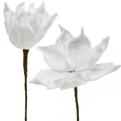 Floristik24 Konstgjord magnolia vit konstgjord blomma på pinne Ø10cm Skum 6st