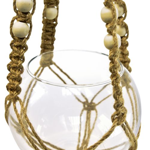 Floristik24 Makrame hängkorg glasvas rund hängande dekoration Ø13cm H75cm