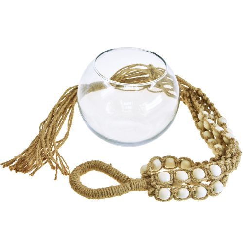 Floristik24 Makrame hängkorg glasvas rund hängande dekoration Ø13cm H75cm
