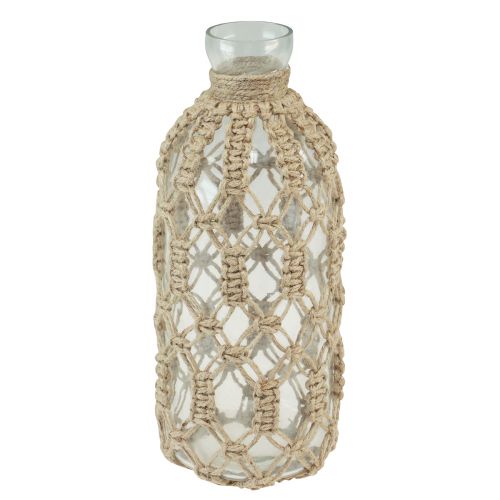 Makrame flaska glas dekorativ vas naturlig jute Ø10,5cm H26cm