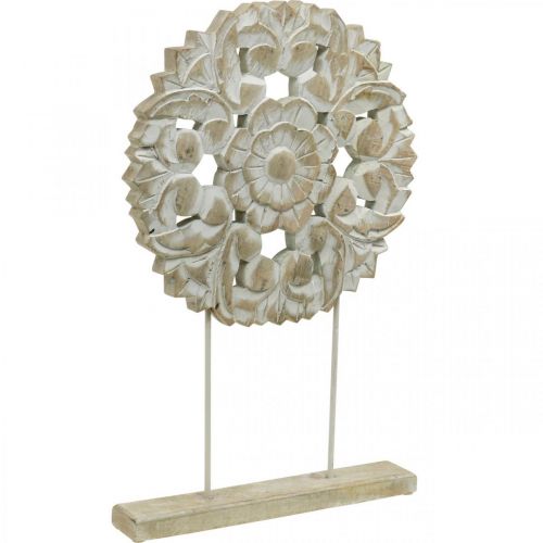 Blommandala, trädekoration att placera, sommardekoration, bordsdekoration shabby chic naturlig, vit H54,5cm Ø34cm