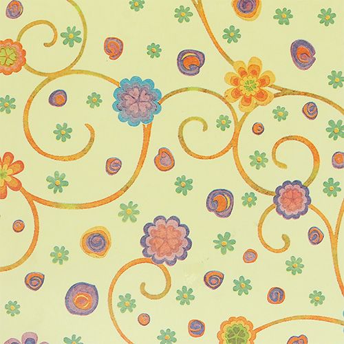 Floristik24 Manschettpapper 25cm 100m kräm med blommor