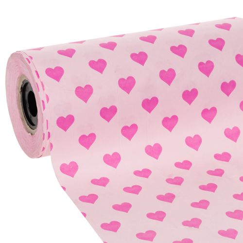 Manschettpapper med hjärtmotiv, rosa, 25 cm, 100 m