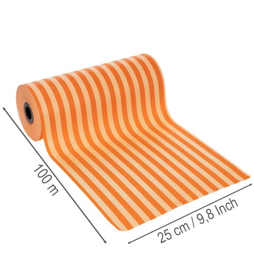 Manschettpappersrulle, orange randig, 25 cm x 100 m | Floristik24.se