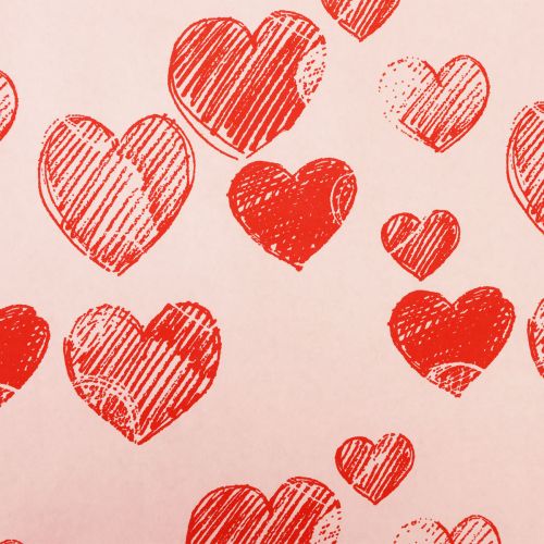 Artikel Manschettpapper silkespapper rosa hjärtan 25cm 100m