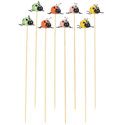 Artikel Nyckelpiga dekorativa figurer för blomkrukor och blomsterarrangemang för vårdekoration, 32 cm, 16 stycken