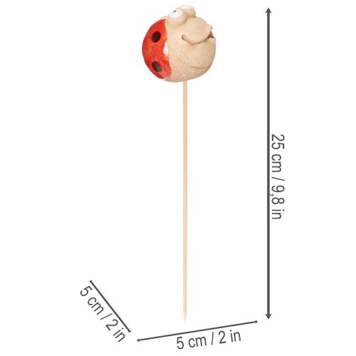 Artikel Nyckelpiga trädgårdspåkar, dekorativa blickfångare för trädgårdsdekoration, 25 cm, 4 stycken