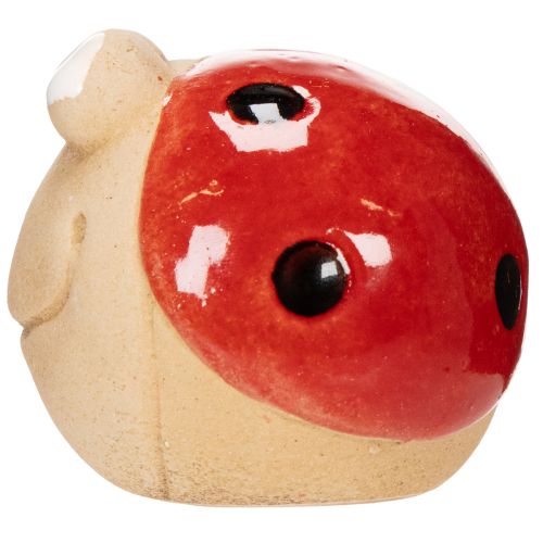 Artikel Nyckelpiga dekorativ keramikfigur för glad trädgårdsdekoration och fönsterbrädor, 7 cm, 3 stycken