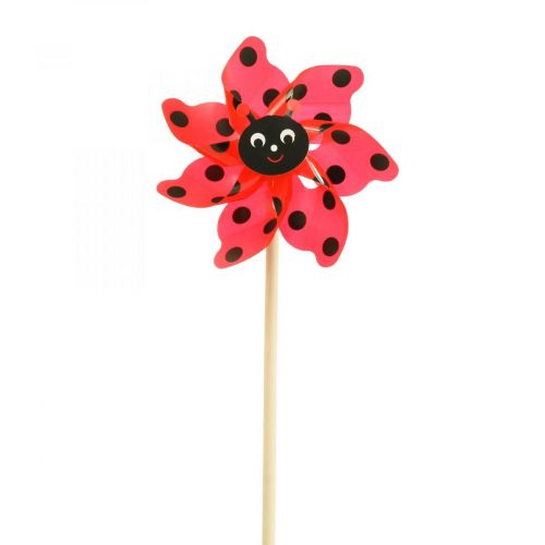 Floristik24 Nyckelpiga pinwheel trädgårdsdekoration väderkvarn röd Ø16,5cm