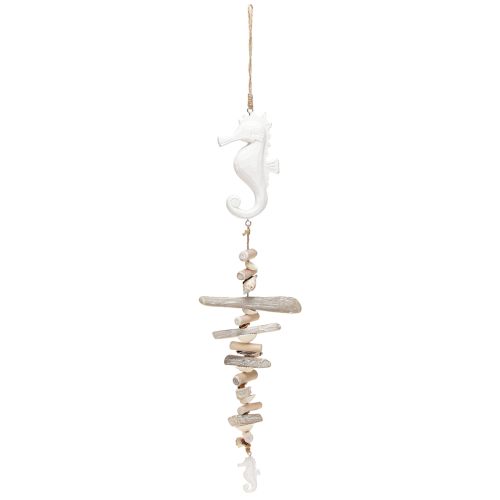 Floristik24 Maritim dekoration Garland Drivvedsskal Seahorse Vit 55cm