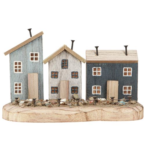 Artikel Maritime dekorativa hus trä fiskeläge blå vit 26×16×10cm