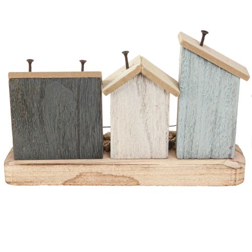 Artikel Maritime dekorativa hus trä fiskeläge blå vit 26×16×10cm