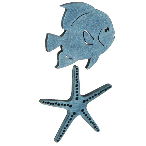 Artikel Maritim Spridningsdekoration Träbordsdekoration Sjöstjärna Fisk 4cm 72 St