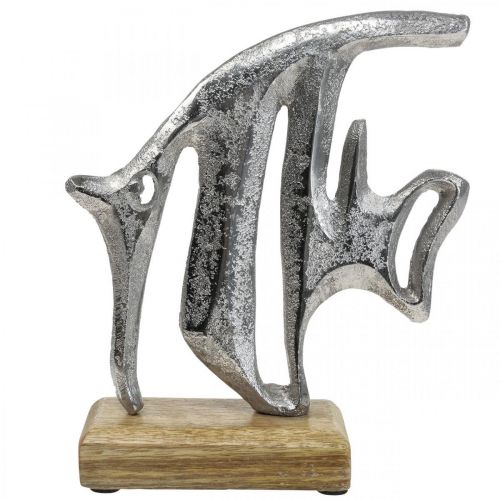Artikel Maritim dekoration, dekorativ fiskmetall, dekorativ fisk silver H18cm
