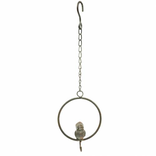 Artikel Fågel i en ring som mathängare brungrön metall Ø9.8cm L32.5cm