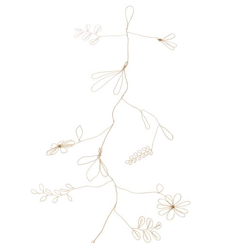 Artikel Metall blomsterdekorationsgirlang, tråd för blomsterkrans, sommardekoration, väggdekoration, guld, 110 cm