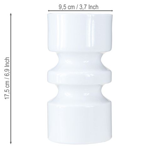 Artikel Blomvas i metall i krämvit emalj Ø9cm H17,5cm