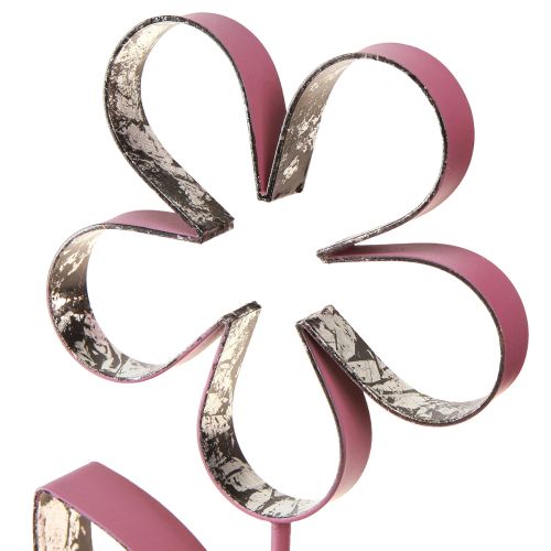 Artikel Metalldekorationsblomma på träfot Gammal Rosa Silver H29cm