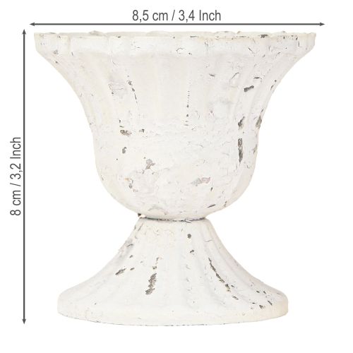 Floristik24 Metall dekorativ kopp Liten Shabby Chic Vit Ø8,5cm H8cm 2st