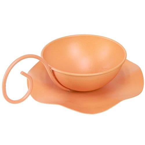 Artikel Metall dekorativ kopp orange Ø11,5cm H6cm med fat 2 st