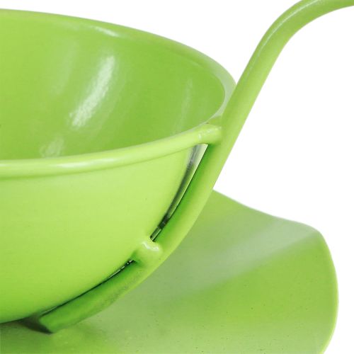Artikel Dekorationskopp i metall med fat ljusgrön H8cm Ø11,5cm 2st