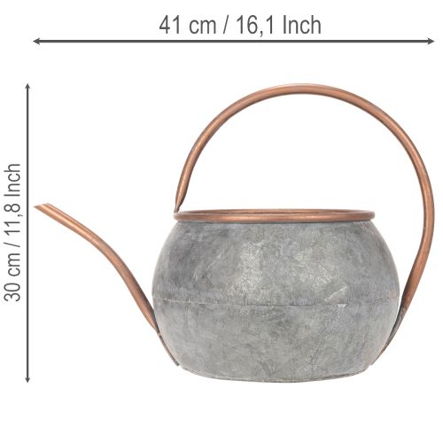 Dekorativ vattenkanna i metall, vintage lantlig stil, trädgårdsdekoration, för plantering, silverkoppar, L41cm Ø26cm H30cm | Floristik24.se