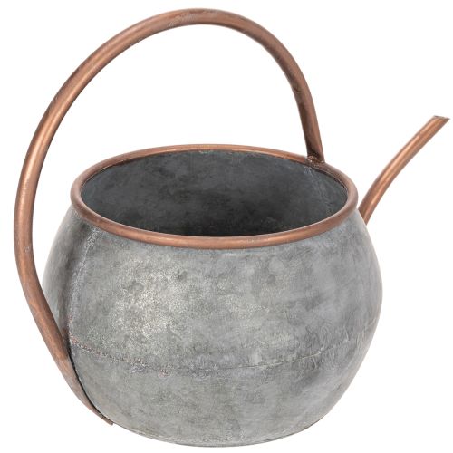 Dekorativ vattenkanna i metall, vintage lantlig stil, trädgårdsdekoration, för plantering, silverkoppar, L41cm Ø26cm H30cm | Floristik24.se
