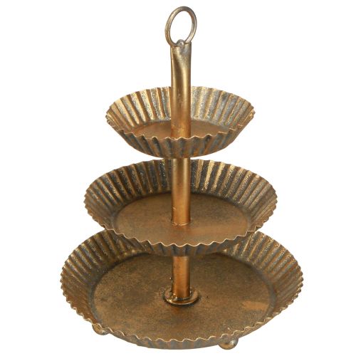 Floristik24 Metall etagere 3-lagers guld antik vintage Ø17cm H23cm